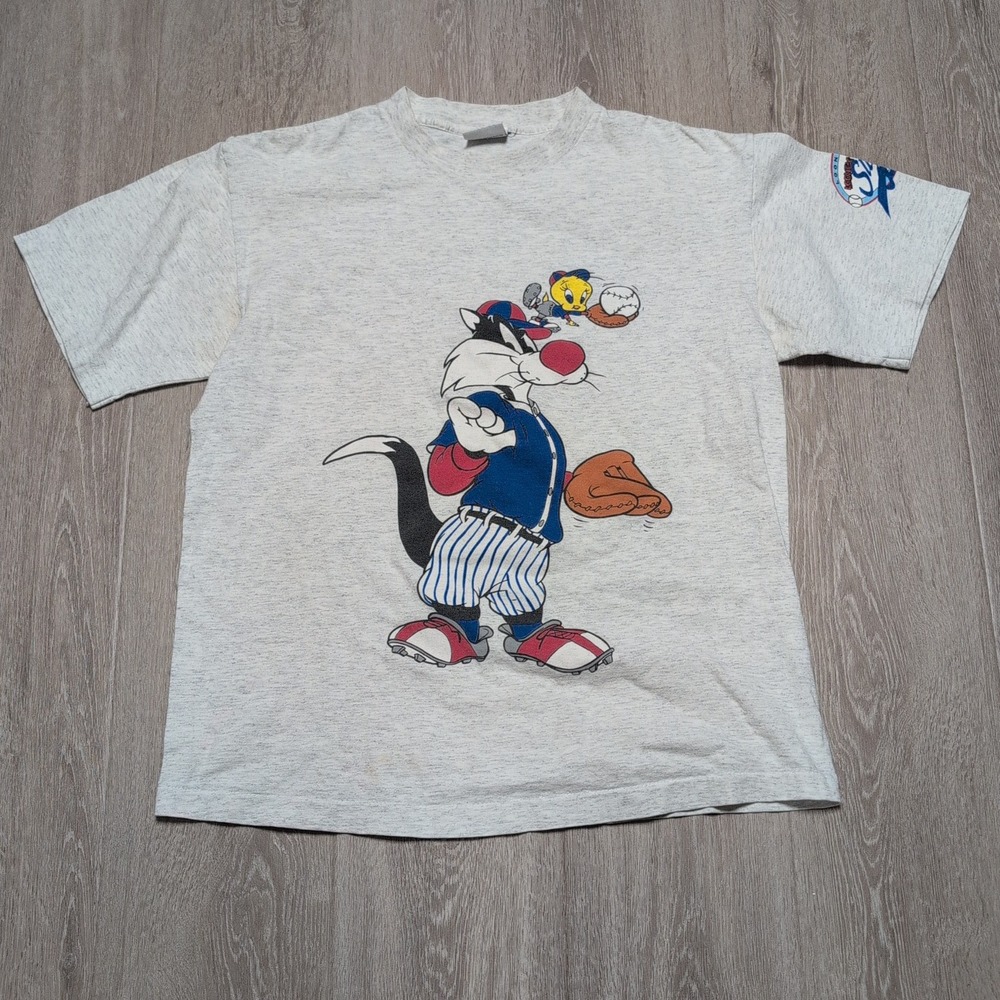 Vintage 90s ACME Looney Tunes Sylvester Tweety Sluggers M Single‎ Stitch T-Shirt